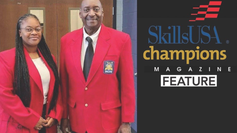 SkillsUSA Georgia's JewelJones with advisor Calvin Gray